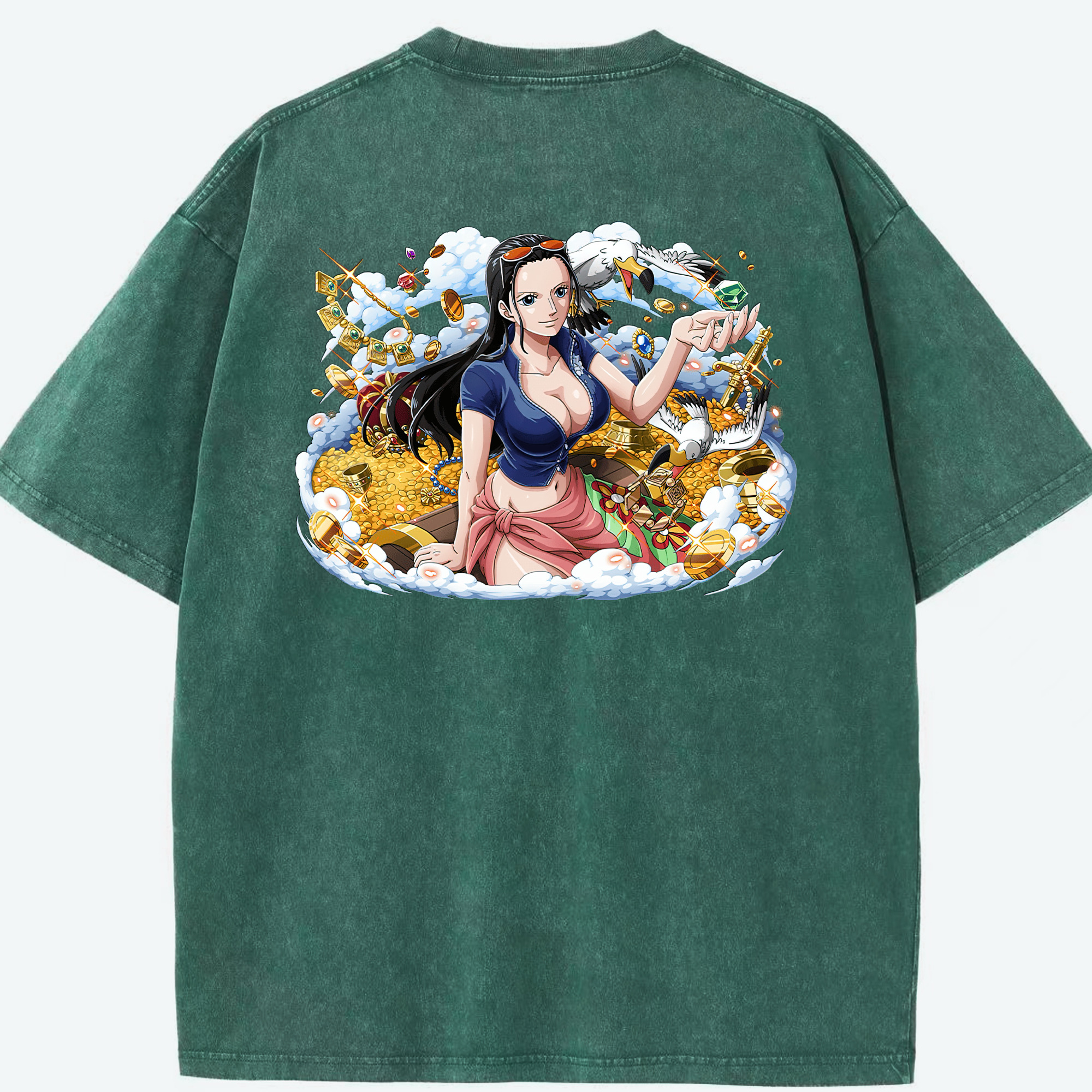 ワンピース ニコ・ロビン ONE PIECE Nico Robin 綿100% ヴィンテージ風 半袖Tシャツ（背面プリント）